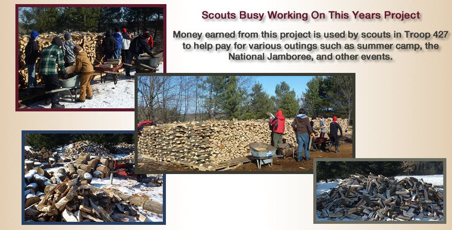 Scouts busy working on this years project. Money earned from this project is used by scouts  in Troop 427 to help pay for various outings such as summer camp, and the National Jamboree.